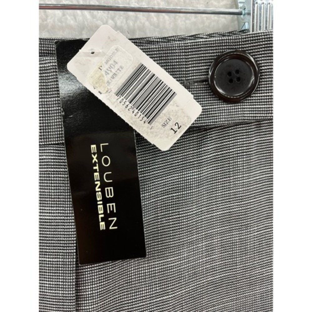 Louben Womens Dress Career Pants Black White High Rise Stretch Zipper 12 New - Picture 8 of 8